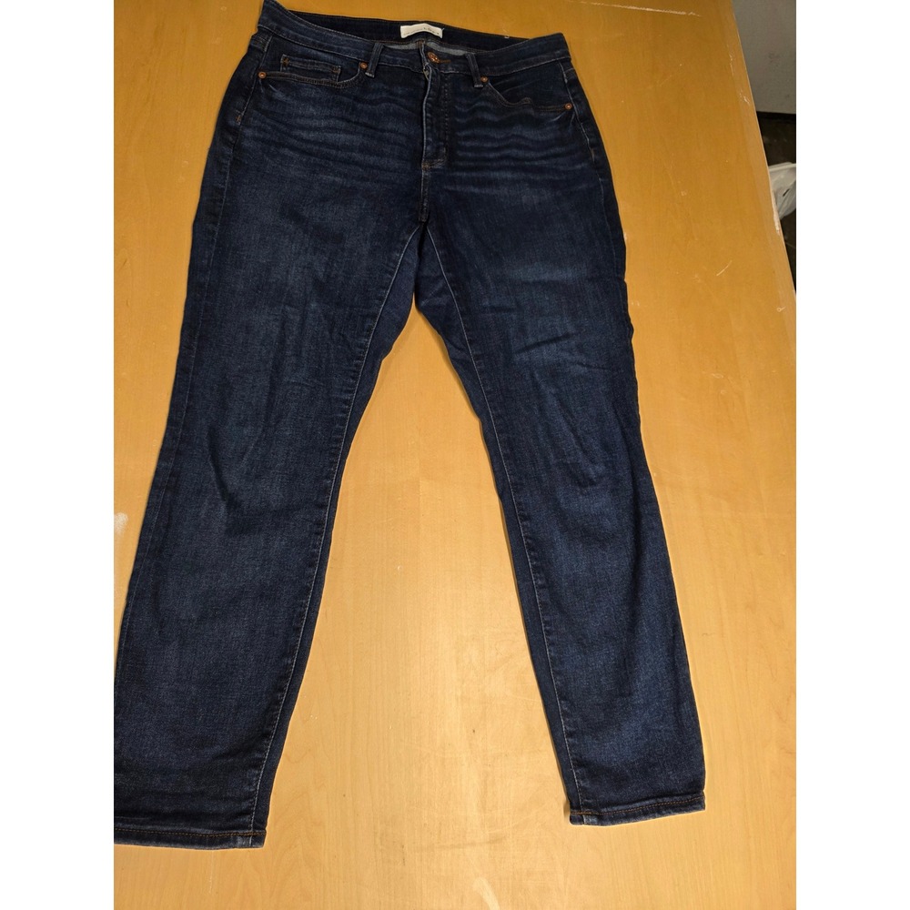 Loft Curvy Skinny Crop Jeans Dark Wash Denim Size 8 29 High Rise Womens